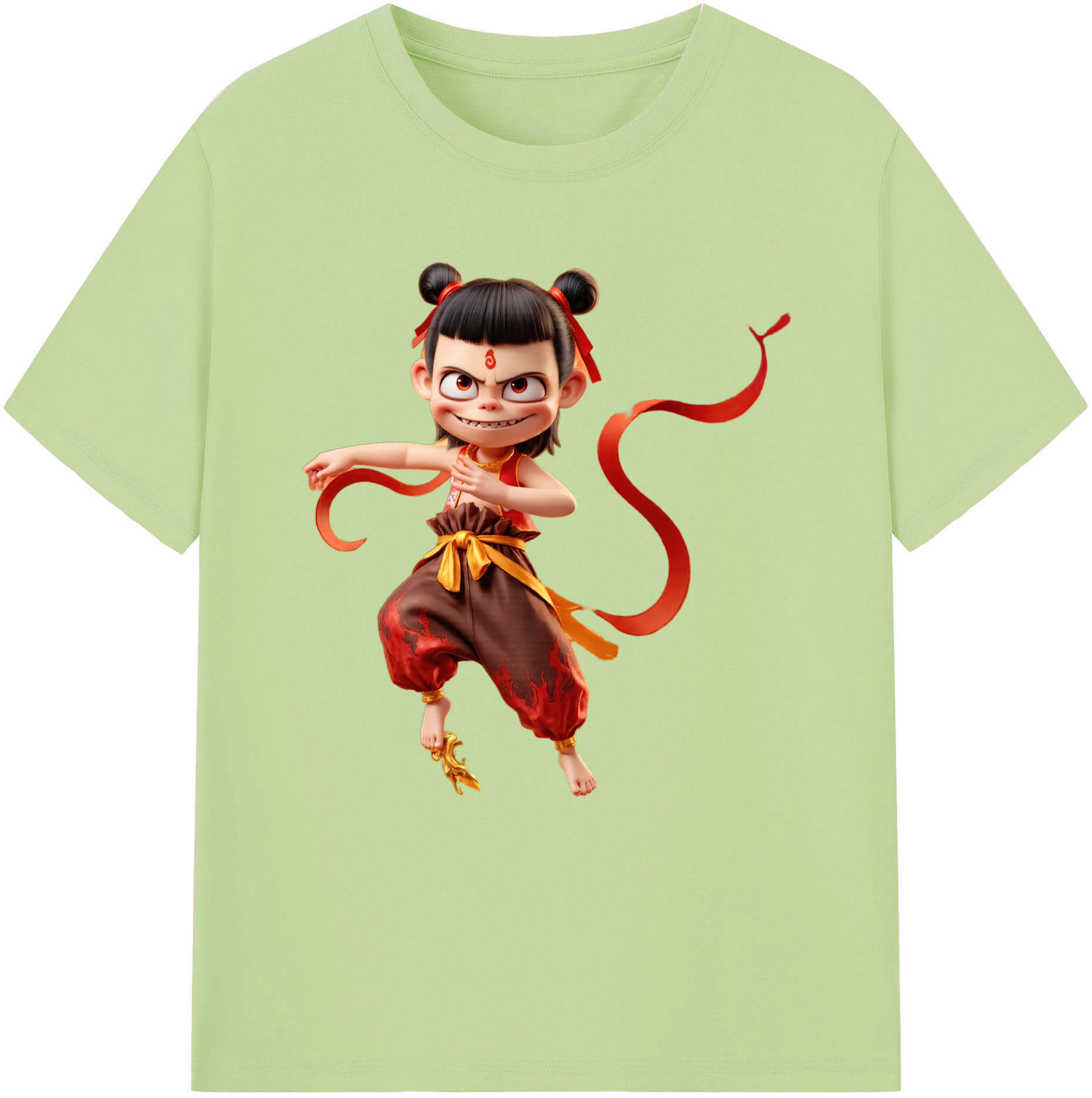 （画像用） Ne Zha 2 ナタ 魔童の大暴れ 綿100％半袖Tシャツ（フロントプリント）